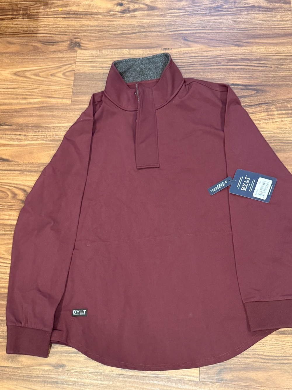 NWT BYLT Mens Marron Elite+ Fairway Drop-Cut Performance Pullover Size Large